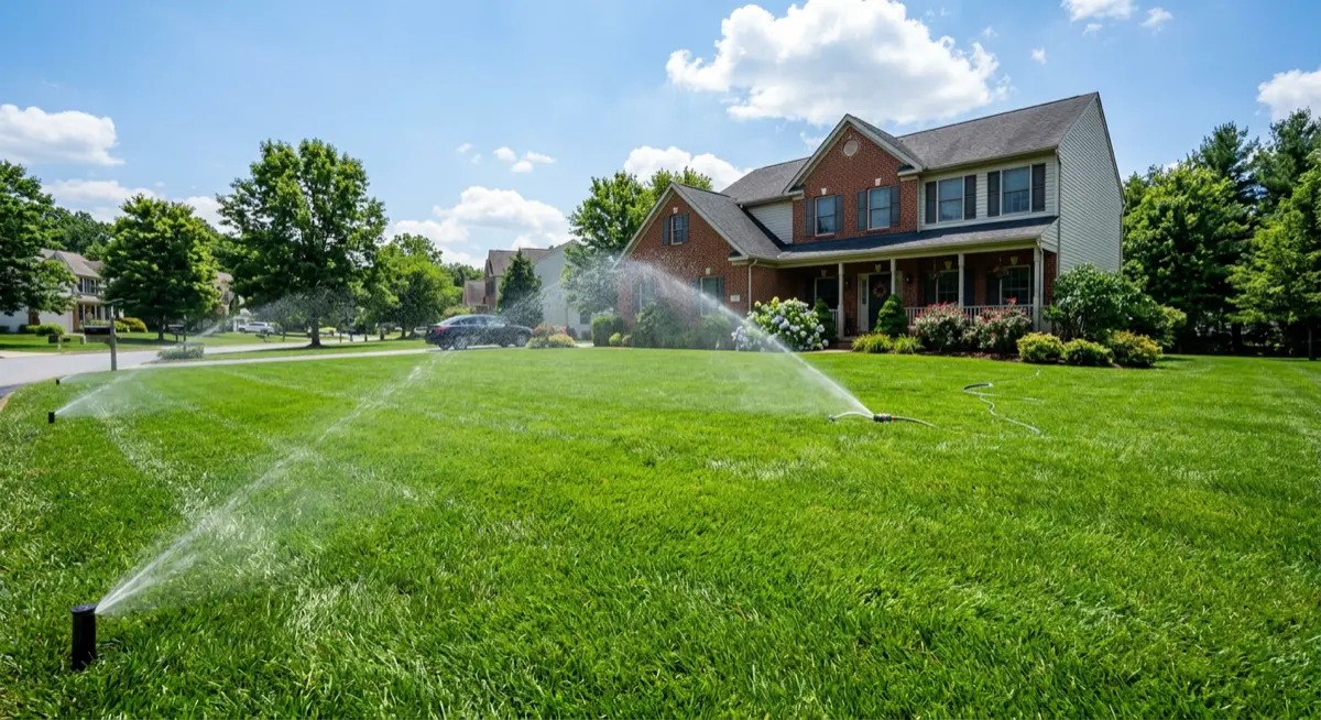Lush green summer lawn in South Hills PA